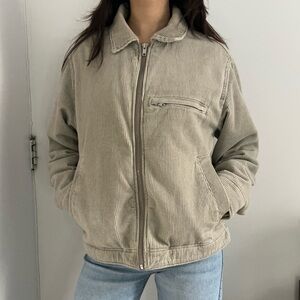 Abercrombie & Fitch Light Taupe Corduroy Bomber Jacket